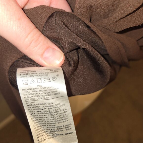 Banana Republic Brown Chiffon Long Sleeve Mock Neck Keyhole Blouse - Picture 7 of 7